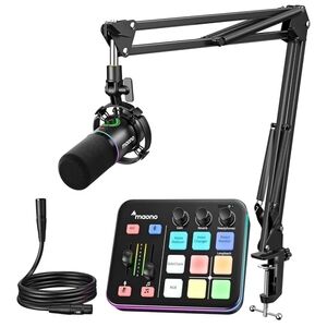 MAONO Gaming Streaming Equipment Bundle: Audio Interface Mixer and XLR Dynamic M